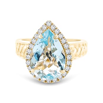 18K Yellow Gold Aquamarine and Diamond Ring 3.79ctw