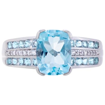 2.55 cttw Sky Blue Topaz Gemstone Engagement Ring, Sterling Silver
