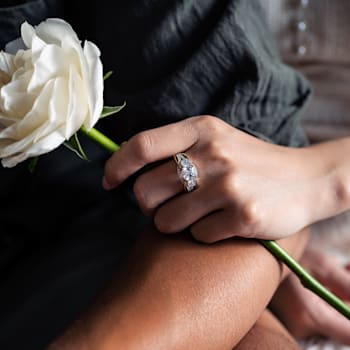 2.66 cttw Cushion-Cut Cubic-Zirconia 2-Tone Engagement Ring, 14k
Gold-Plated on Sterling Silver