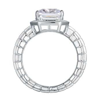 7.48 cttw Princess-Cut Cubic Zirconia Engagement Ring, Sterling Silver