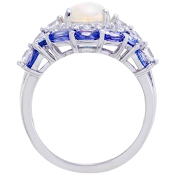 3.70 cttw Ethiopian Opal Gemstone Cocktail Ring, Sterling Silver