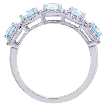 3.25 cttw Blue Topaz Gemstone Band Ring, Sterling Silver