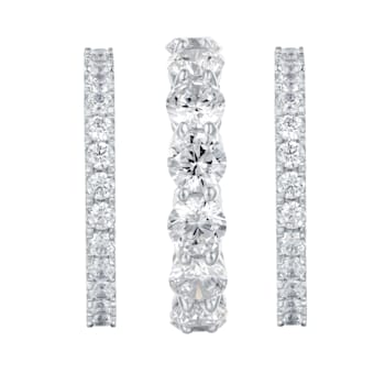 Set of 3, 10.07 cttw Round-Cut Cubic Zirconia Eternity Bridal Ring Set,
Sterling Silver