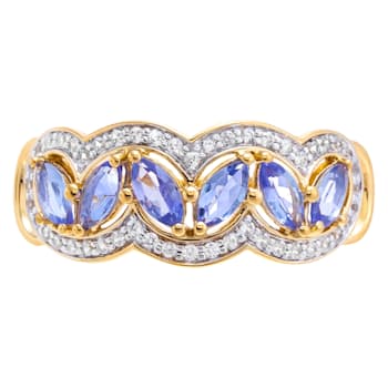 1.45 cttw Tanzanite Band Ring, 14k Gold plated on Sterling Silver