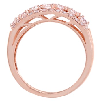 2.15 cttw Morganite Gemstone Band Ring, 14k Rose Gold Plated on Sterling Silver