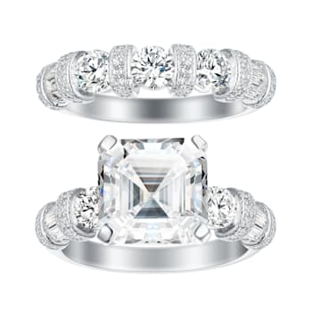 9.56 cttw Asscher-Cut Cubic-Zirconia 2-Peice Bridal Ring Set, Sterling Silver