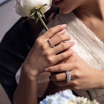 Set of 3, 10.07 cttw Round-Cut Cubic Zirconia Eternity Bridal Ring Set,
Sterling Silver