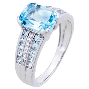 2.55 cttw Sky Blue Topaz Gemstone Engagement Ring, Sterling Silver