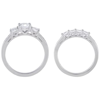 2.21 cttw Round-Cut Cubic-Zirconia 2-Peice Bridal Ring Set, Sterling Silver