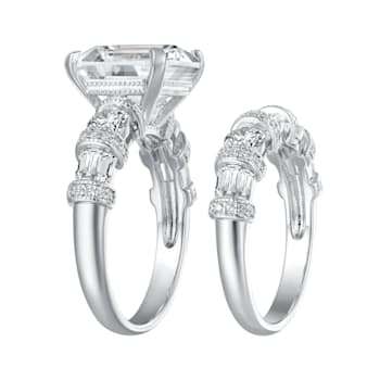 9.56 cttw Asscher-Cut Cubic-Zirconia 2-Peice Bridal Ring Set, Sterling Silver
