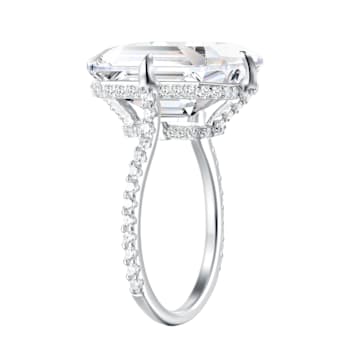 23.14 cttw Emerald-Cut Cubic Zirconia Solitaire Engagement Ring,
Sterling Silver