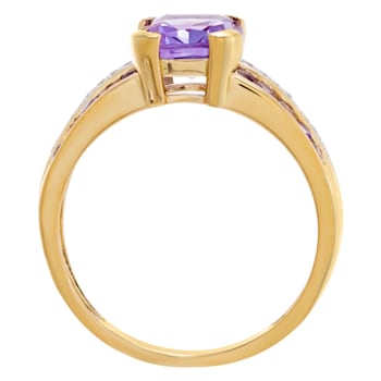 1.90 cttw Amethyst Gemstone Two Tone Ring, 14k Gold Plated on Sterling Silver