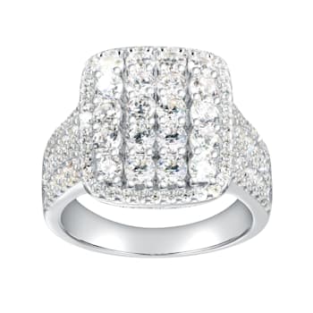 2.78 cttw Round Cut Cubic Zirconia Cluster-Style Cocktail Ring, Sterling Silver