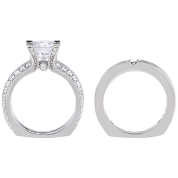 6.05 cttw Round Cut Cubic Zirconia 2 Piece Bridal Ring Set, Sterling Silver