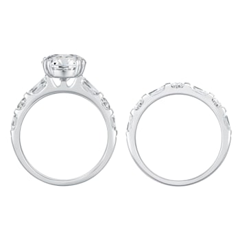 6.52 cttw Brilliant Round-Cut Cubic-Zirconia 2-Peice Bridal Ring Set,
Sterling Silver