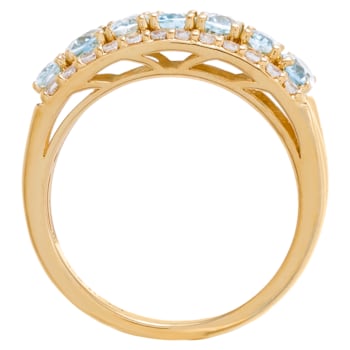 2.05 cttw Aquamarine Gemstone Band Ring, 14k Gold Plated on Sterling Silver