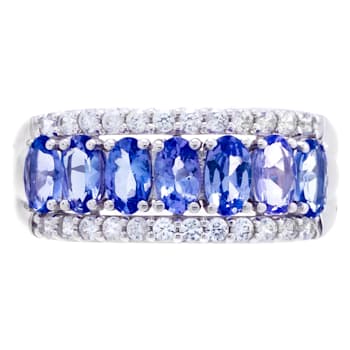 2.40 cttw Tanzanite Gemstone Band Ring, Sterling Silver