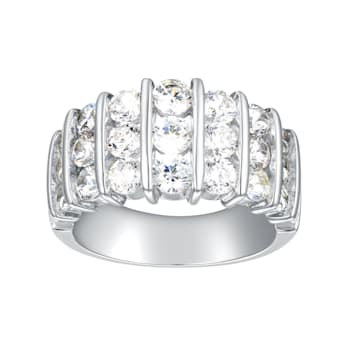 3.20 cttw Round-Cut Cubic Zirconia Band Ring, Sterling Silver