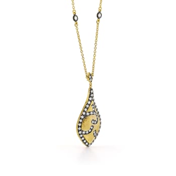 16" Yellow/Black Pendant-14K over Sterling Silver