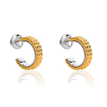Alma Sterling Silver and 23 Karat Yellow Gold Textured Earrings