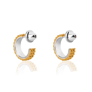 Alma Sterling Silver and 23 Karat Yellow Gold Textured Earrings