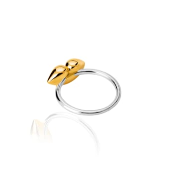 TANE Bésame Solitaire Sterling Silver & 23 Karat Yellow Gold Vermeil Ring