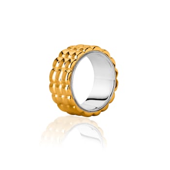 TANE Alma Sterling Silver and 23 Karat Yellow Gold Textured Ring