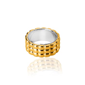 TANE Alma Sterling Silver and 23 Karat Yellow Gold Textured Ring