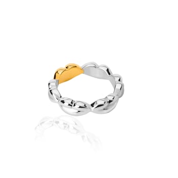 TANE Bésame Texture Sterling Silver & 23 Karat Yellow Gold Vermeil Ring