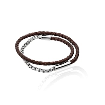 TANE Comet Brown Leather & Sterling Silver Bracelet