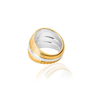 TANE Fish Textured Sterling Silver & 23 Karat Yellow Gold Vermeil Ring