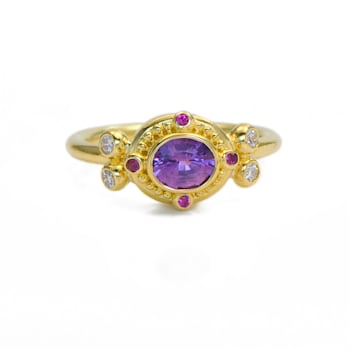 Classic Collection Ring in 22kt & 18kt gold set with Purple and
Magenta Sapphires and Diamonds