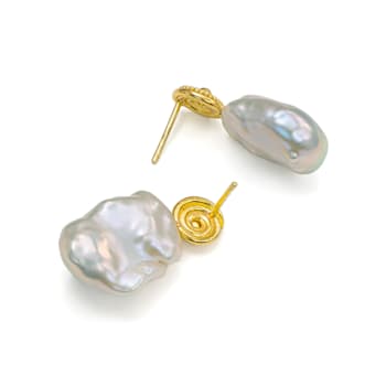 Classic Collection Petroglyph Earrings in 22kt & 18kt gold set with Pearls