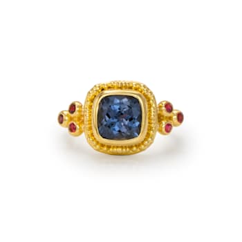 Classic Collection Ring in 22kt & 18kt gold set with Grey and Red Spinels