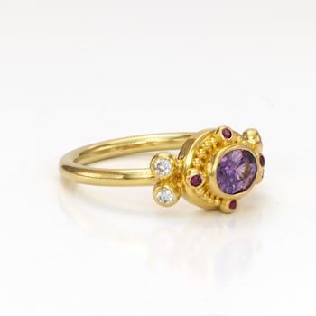 Classic Collection Ring in 22kt & 18kt gold set with Purple and
Magenta Sapphires and Diamonds