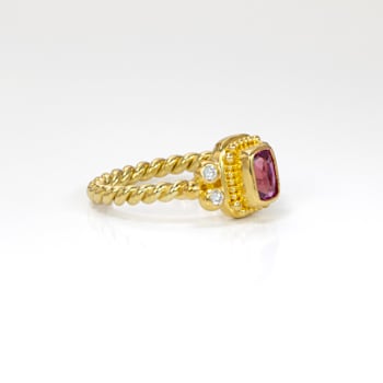Classic Collection Ring in 22kt & 18kt gold set with Magenta
Sapphire and Diamonds