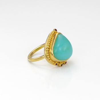 Classic Collection Ring in 22kt & 18kt gold set with Peruvian Opal
and Magenta Sapphires