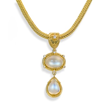 Classic Collection Pendant in 22kt & 18kt gold set with Blue
Moonstones and Diamonds