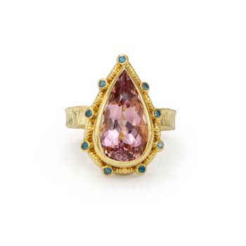 Clasic Collection Ring in 22kt & 18kt gold set with Morganite and Diamonds