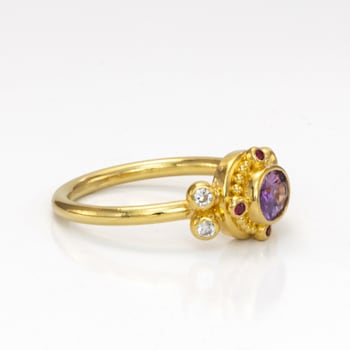 Classic Collection Ring in 22kt & 18kt gold set with Purple and
Magenta Sapphires and Diamonds