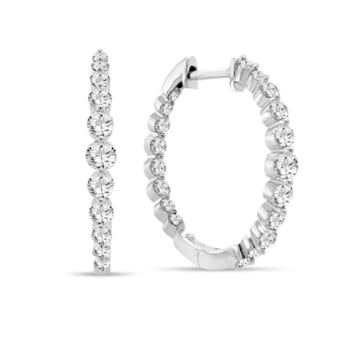 1.00 Carat Diamond Inside-Out Hoop Earrings in 10K White Gold