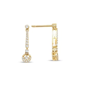 1/4 Carat Diamond Dangle Earrings in 10K Yellow Gold<br />