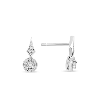 1/6 Carat Diamond Drop Earrings in Sterling Silver
