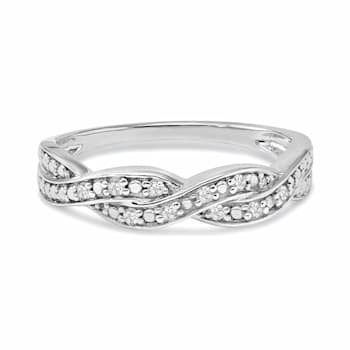 Diamond Accent Weave Ring in Sterling Silver (0.08 Carat)
