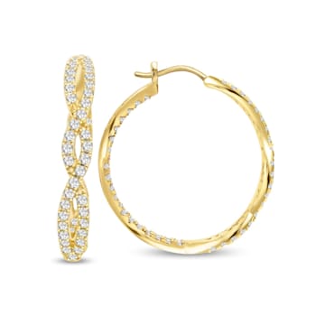 2.00 Carat Diamond Hoop Earrings in 10K Yellow Gold<br />