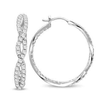 2.00 Carat Diamond Hoop Earrings in 10K White Gold<br />