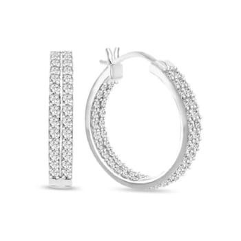 2.00 Carat Diamond Hoop Earrings in 10K White Gold<br />