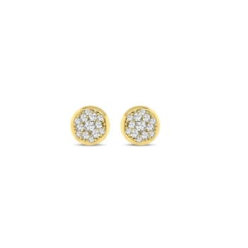 1/6 Carat Diamond Cluster Earrings in 10K Yellow Gold<br />