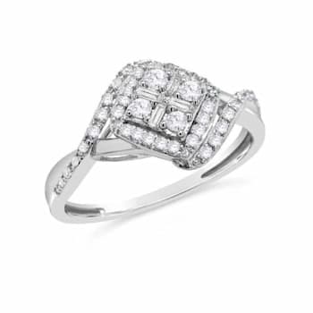 1/3 Carat Diamond Cluster Ring in Sterling Silver