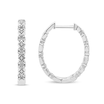 1/5 Carat Diamond Hoop Earrings in Sterling Silver